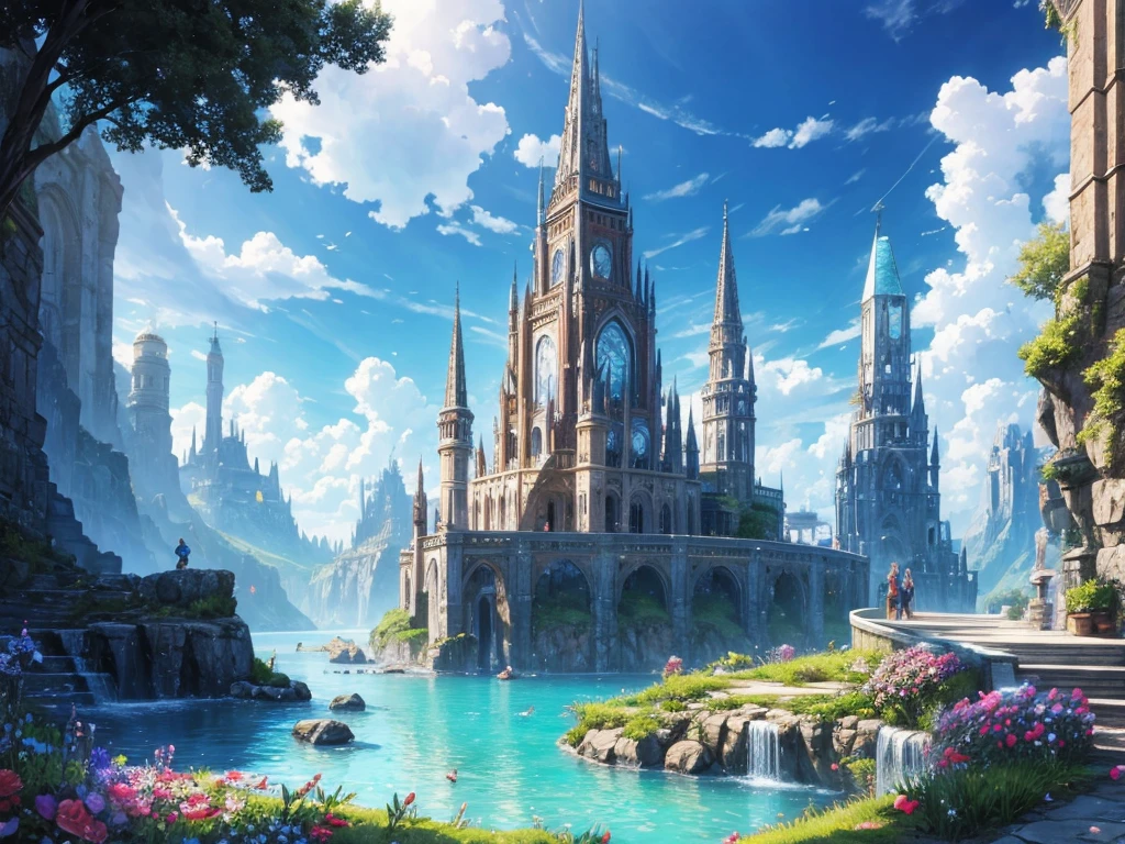 ((best quality)),(Ultra-high resolution),(Very detailed),(Detailed description),((Best CG)),(Best works of art),Ultra-precision art,Amazing Art,(Fantasy art with precise details:1.5), The Utopia of Eternal Spring,Color Butterfly、Blue skies everywhere、Clear Stream、Small Flower々、