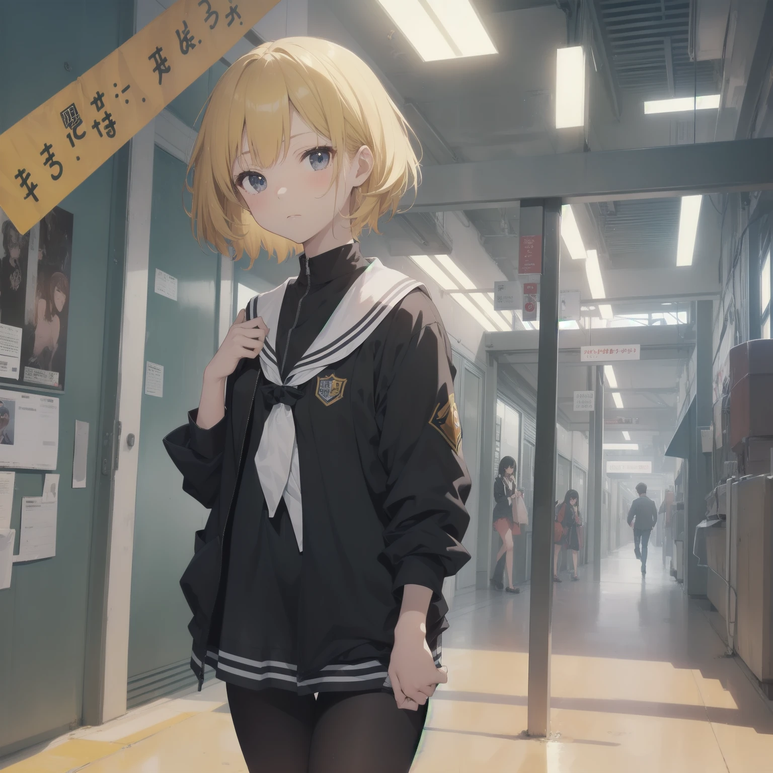 ultra-absurdres-Top quality by artist God, ultra-detailed, high resolution, anime moe artstyle, best anime 8k konachan wallpaper, pixiv contest winner, pool:2810, perfect anatomy,break, 1girl, (Please draw a girl walking sleepily to school alone. )break,(Solo,little female, 13-year-old:1.3),Full limbs, complete fingers,a junior high school student, (very short hair), short cut, flat chest, , small butt, small black eyes, beautiful detailed eyes, well-proportioned iris and pupils, expressive eyes, highres detailed hair, soft expression, salor school_uniform, sailor collar, serahuku, bow, pleated skirt,(Detailed Lighting), (Detailed background), in the School commute route. break,super detailed skin, Best cinematic lighting powered by famous artist, 8k,beauty illustration,photoshop_(medium),very aesthetic,break,((artist:haruhisky )), artist:clamp ,artist:carnelian ,artist:kantoku ,
