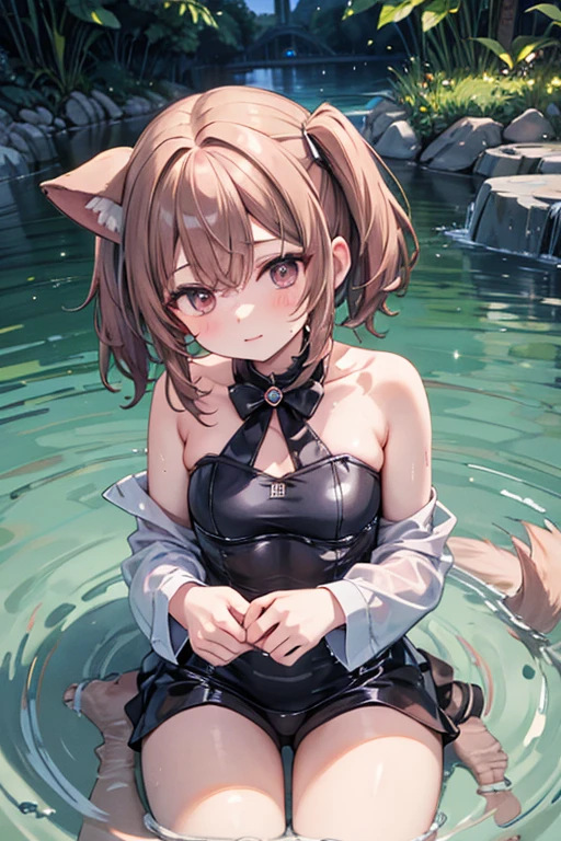 Dog-eared girl drowning in the river