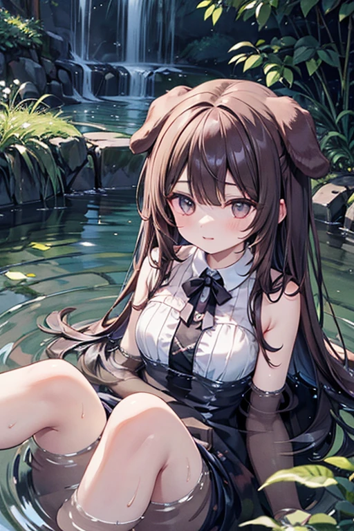 Dog-eared girl drowning in the river