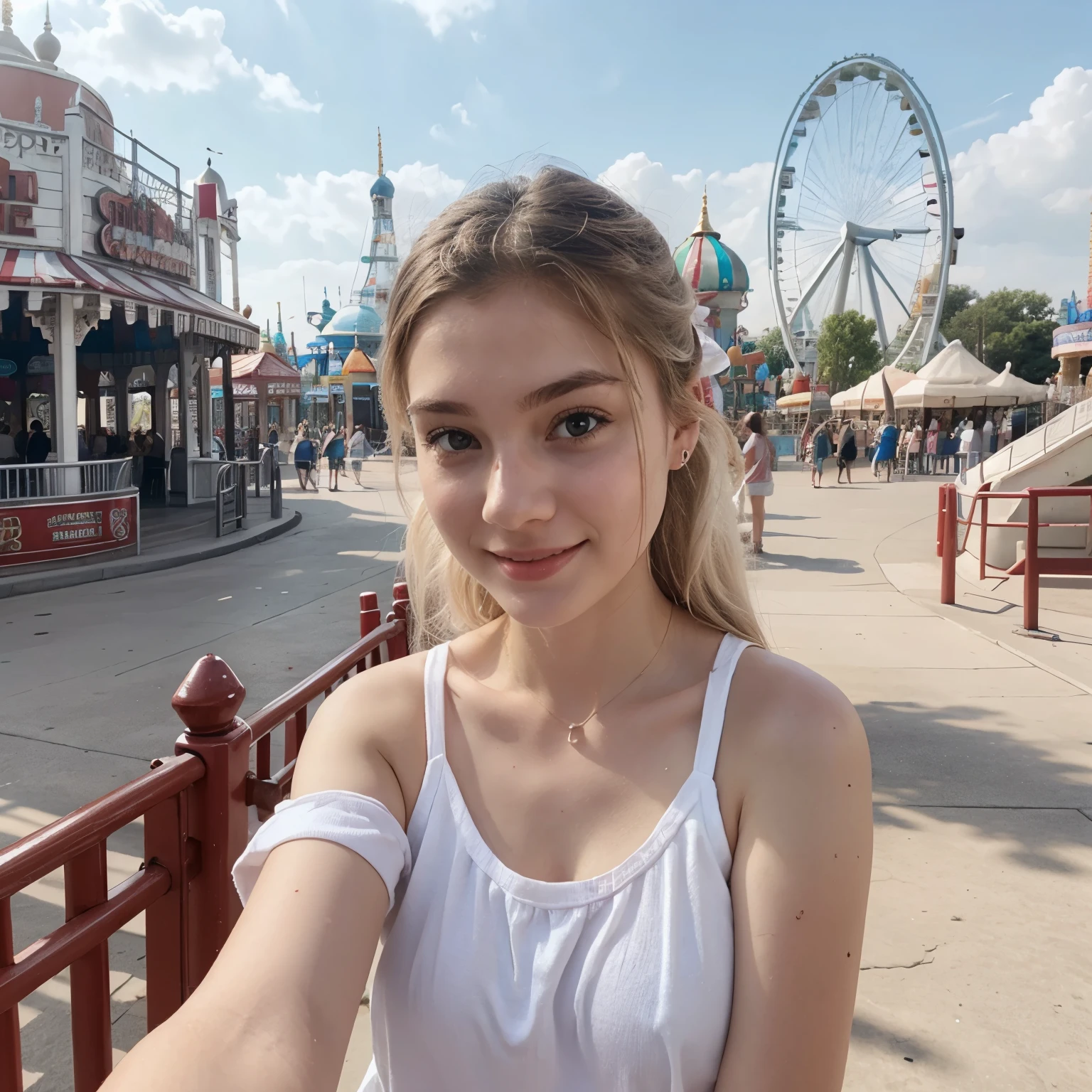 White Skin Girl In Amusement Park