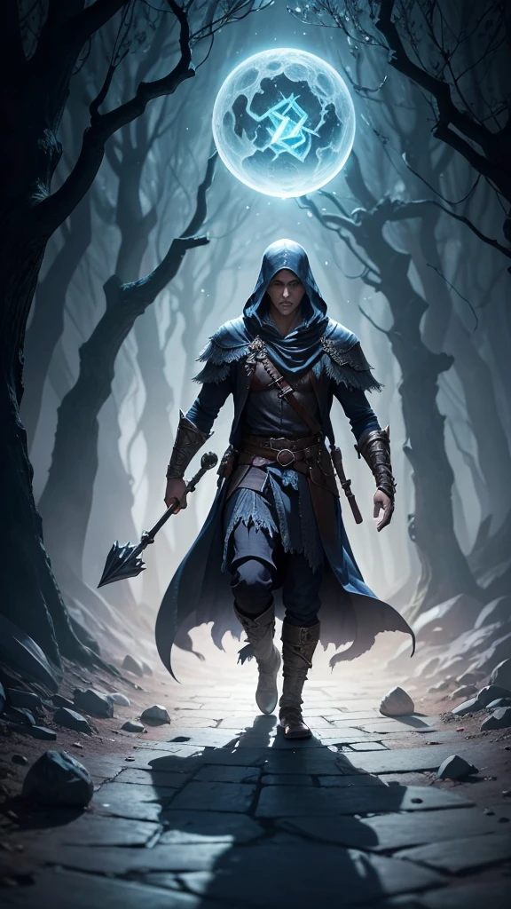 wizard entering a hole of shadows, half of his body only the rest inside the shadow, shadow magic, dark mist obfuscating, spell, rpg style, role playing, d&d, d&d style, fantasy, magic rpg