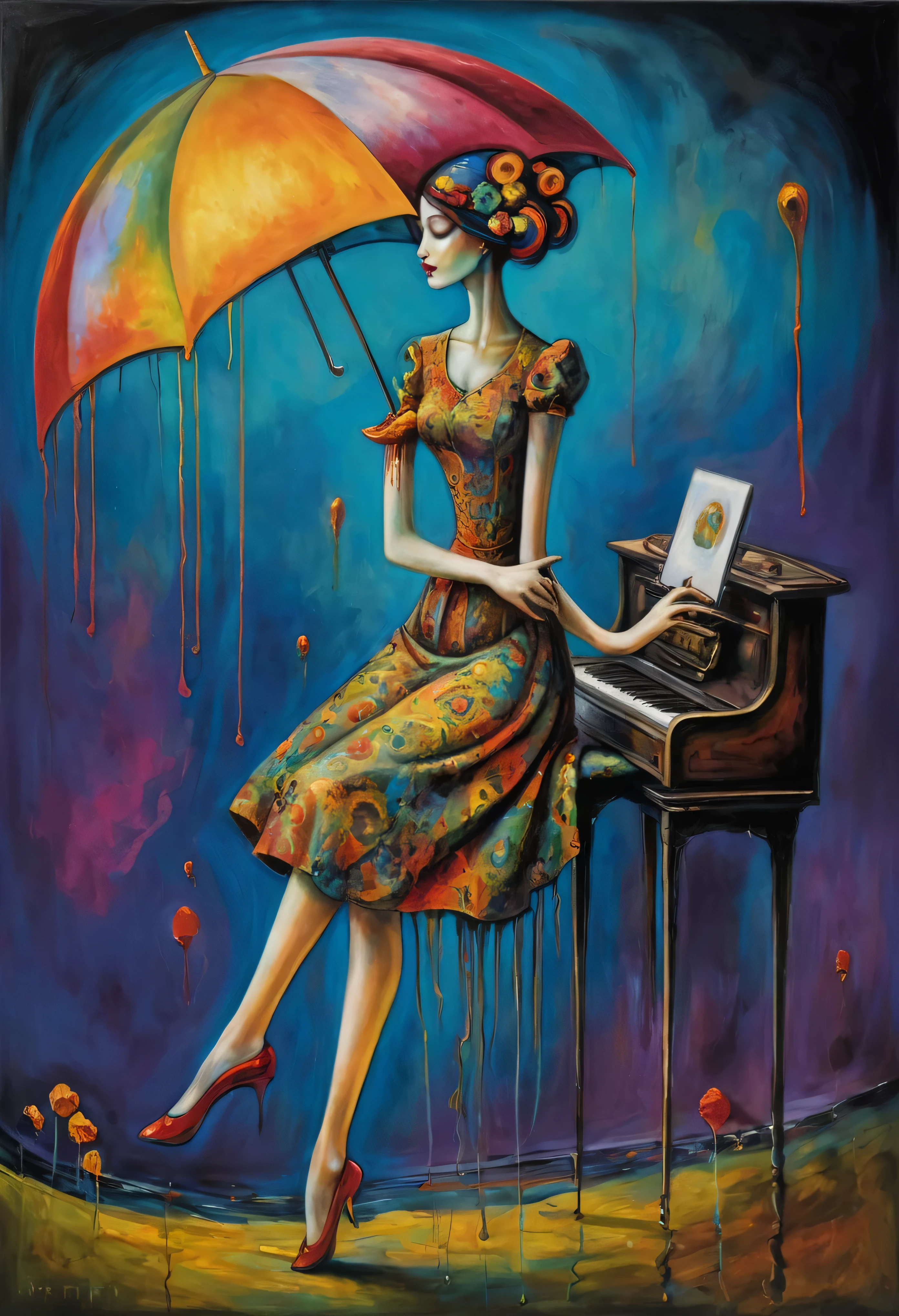 (Artistic Masterpiece of Romantic Life) ( (Themed Art of Life) ( (Conceptual Art) (NFT Exclusive) (Fauvism Work) ()”) Where visual poetry transcends traditional boundaries and embraces the dynamic interplay between creativity and technology Takes),dripping paint,darkart,style, in the style of esao andrews