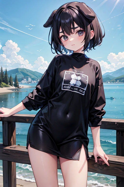 port,Dog-eared maiden,Short Hair,Black Hair,Thick eyebrows,fishing