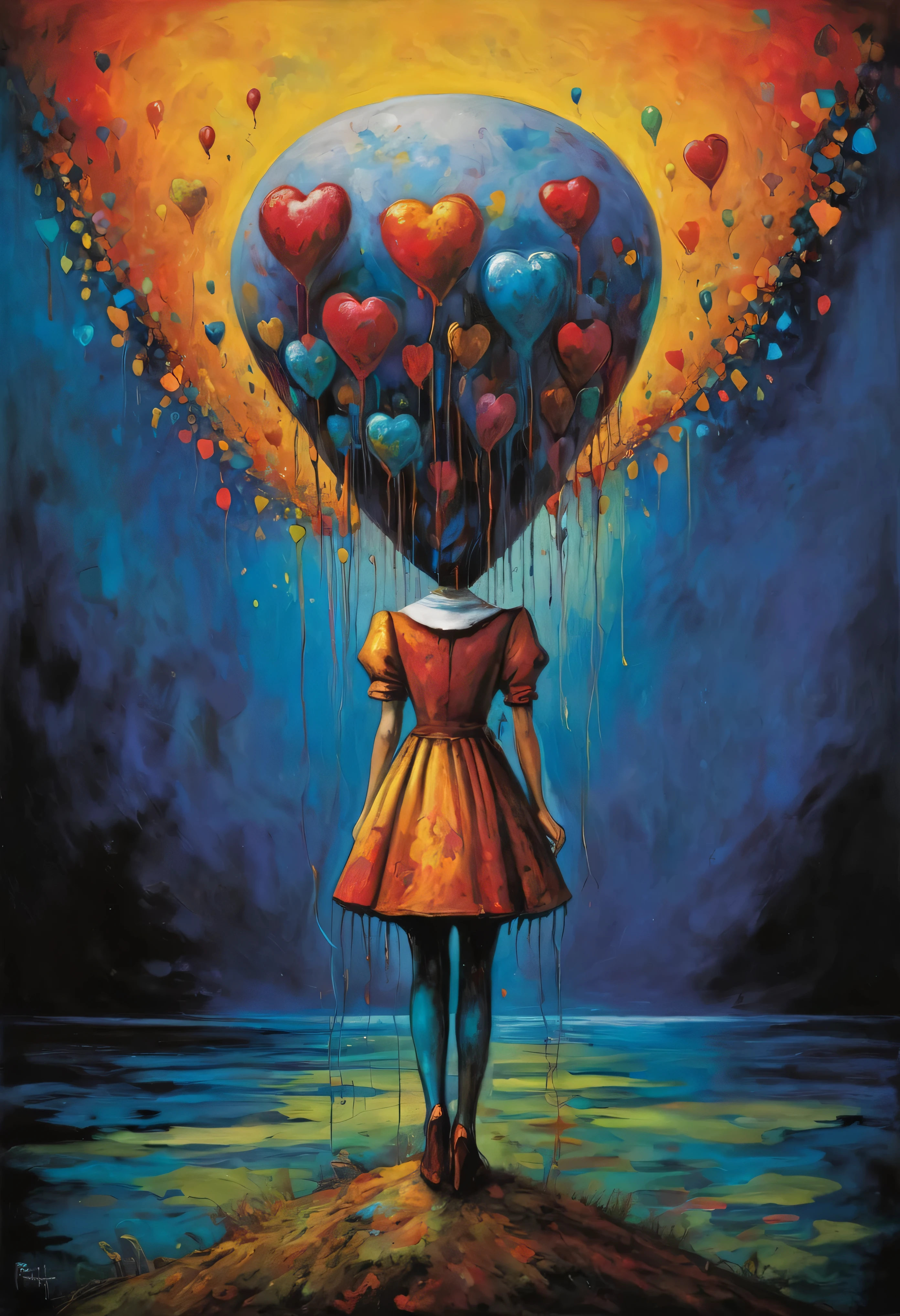 (Artistic Masterpiece of Romantic Life) ( (Themed Art of Life) ( (Conceptual Art) (NFT Exclusive) (Fauvism Work) ()”) Where visual poetry transcends traditional boundaries and embraces the dynamic interplay between creativity and technology Takes),dripping paint,darkart,style, in the style of esao andrews