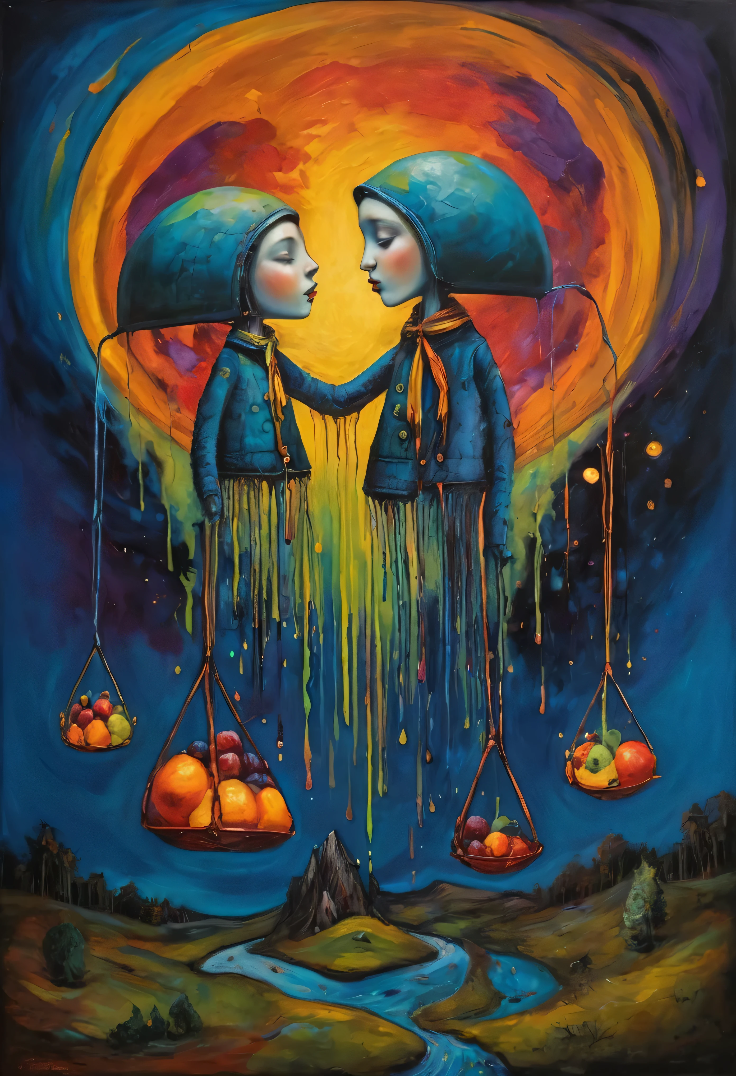 (Artistic Masterpiece of Romantic Life) ( (Themed Art of Life) ( (Conceptual Art) (NFT Exclusive) (Fauvism Work) ()”) Where visual poetry transcends traditional boundaries and embraces the dynamic interplay between creativity and technology Takes),dripping paint,darkart,style, in the style of esao andrews