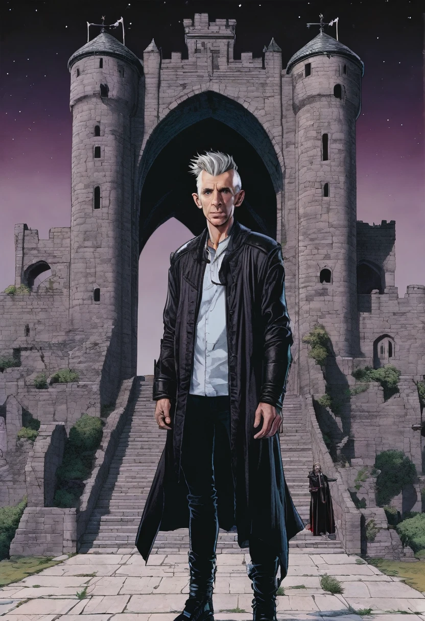 Joe Locke from heartstopper as a young and emo wizard called Wiccando, Billy Maximoff in a dark castle. Dark fantasy 80s years ultra realistic