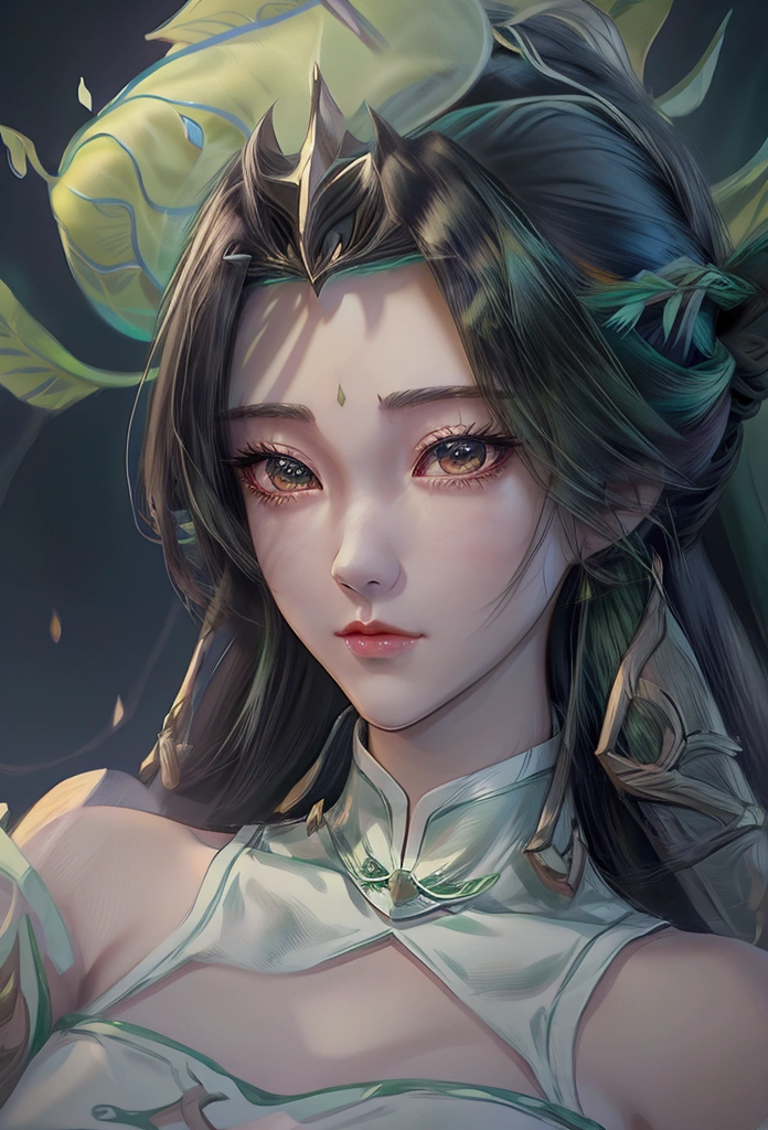 a close up of a woman with a green dress and a necklace, artwork in the style of guweiz, realistic anime 3 d style, beautiful anime portrait, anime realism style, detailed portrait of anime girl, beautiful character painting, by Yang J, stunning anime face portrait, realistic anime artstyle, portrait of an anime girl, beautiful anime style