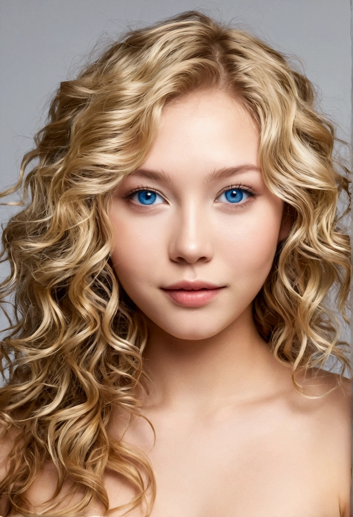 Beautiful blonde, naked (22ans, visage innocent, naturally wavy hair, blue eye), full body happy, best quality, ultra detail, asian decors
