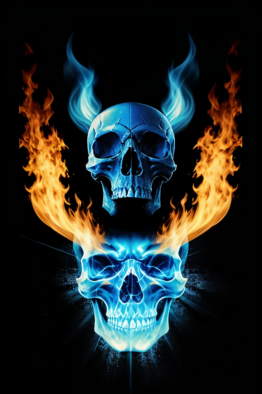 ((best quality)), ((masterpiece)), (detailed), skull,with blue fire,