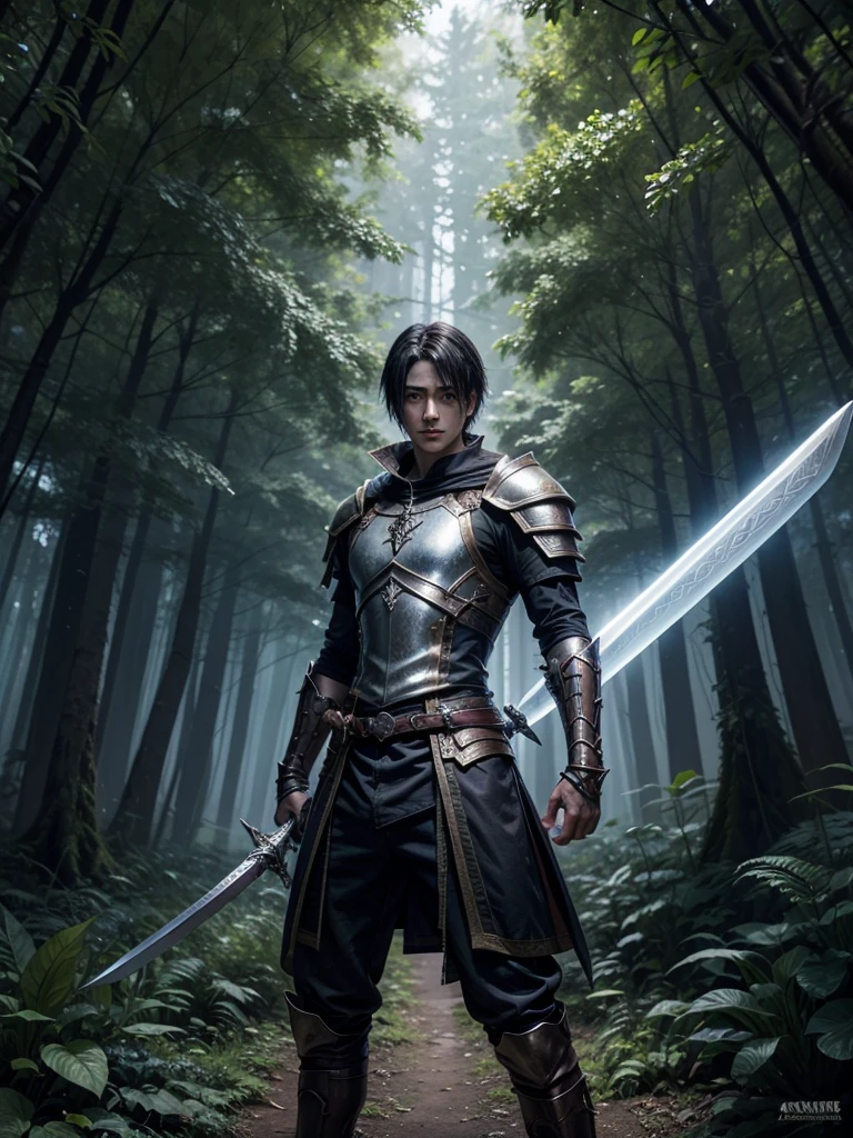 Drawing Arcane Guardian Berseke Double Sword Forest Swordsmen Artwork Drawing Quality Light Flourishing Man 
