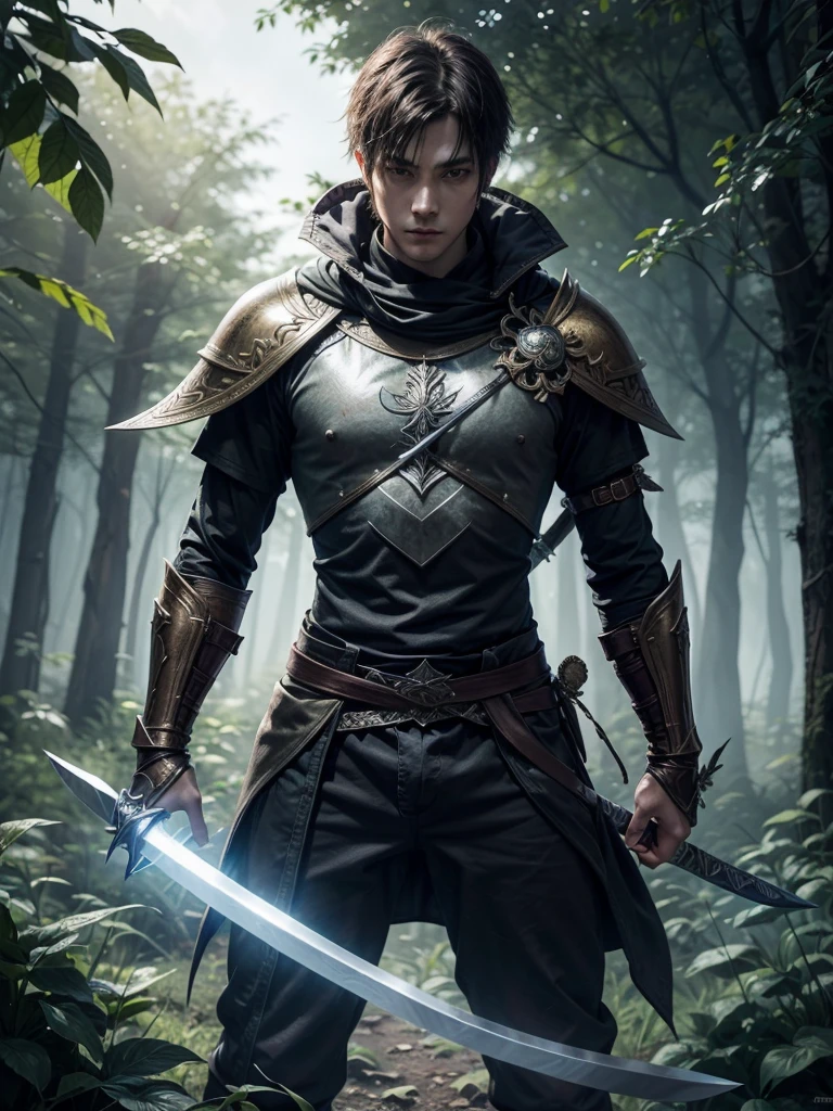 Drawing Arcane Guardian Berseke Double Sword Forest Swordsmen Artwork Drawing Quality Light Flourishing Man