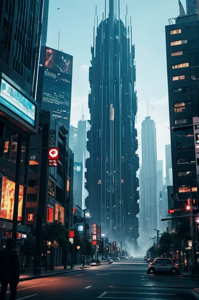 an image of a futuristic city fallen into destruction cinematographic scene