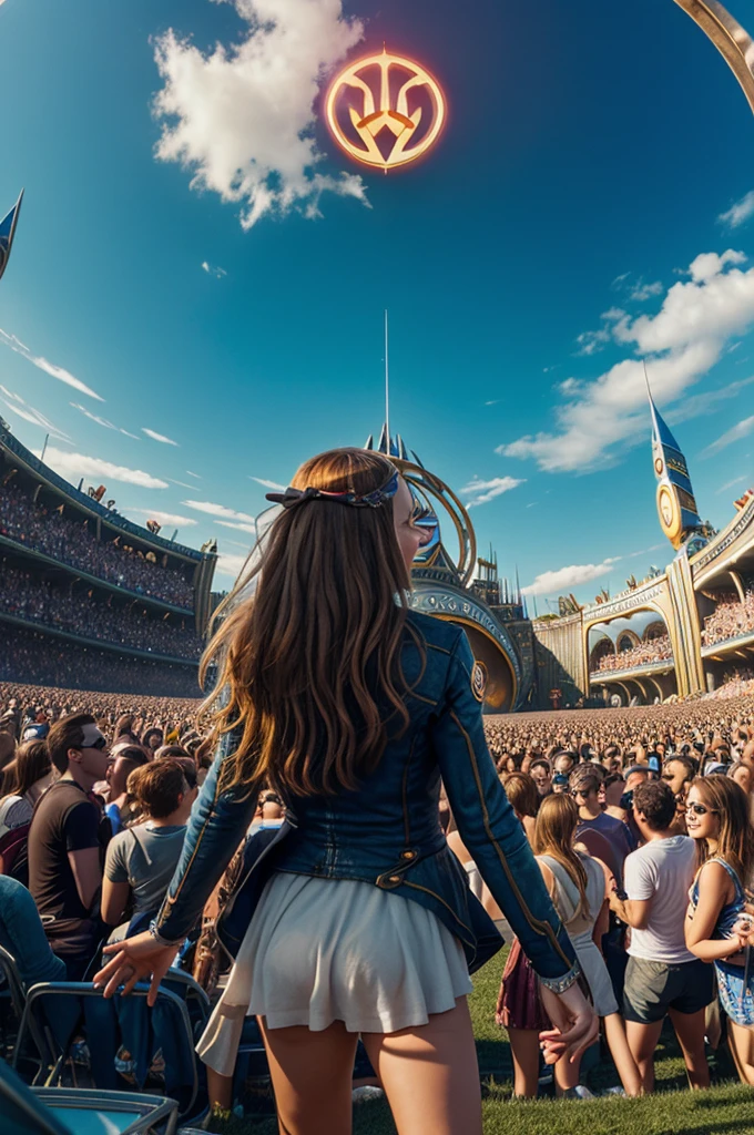 Generate a writing about tomorrowland that says love but instead of the o that has the crazy man from tomorrowland
