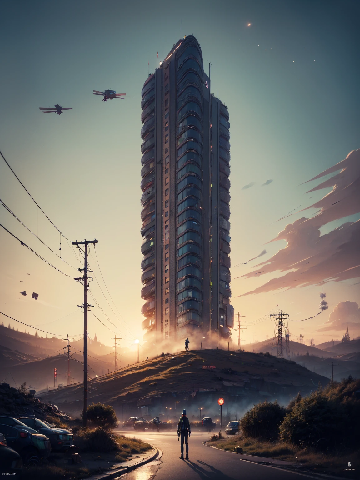 (lora:21Stalenhag:1),(Time Variance Authority),TVA /(drama Loki series)/,(TVA/(Marvel cinematic universe)/),(masterpiece), (best quality), (ultra-detailed), (best illustration), (best shadow), (absurdres),((draw by Simon Stlenhag)), Simon Stlenhag style,TFTL SIMON STÅLENHAG,(colored by #506D2F, #2A2922, #F3EBDD, #7D5642),in the office,Science Fiction city behind window,robot,Ms.minutes,documents on the desk