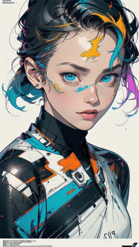 (((masterpiece, highest quality))),(((solo:1.2))),(((1girl:1.2))),32k wallpaper, very detailed, poster, vintage science fiction,(((((geometric cinematic movie poster))))), ((bauhaus)),(shape),(((abstract))),(mid century modern),movie poster,(((((portfolio))))),(((((Close-up))))),(((((bust up))))),((((more various angle)))),((((highlight)))),((((heterochromia)))),(((complete. detailed face))),((((Extremely talented)))),(((((most complecated futristic))))),(Colorful color scheme),(((detailed unlimited complete equipment : Splatter))),(((((Absolutely simple background))))),(((texture:grunge)))