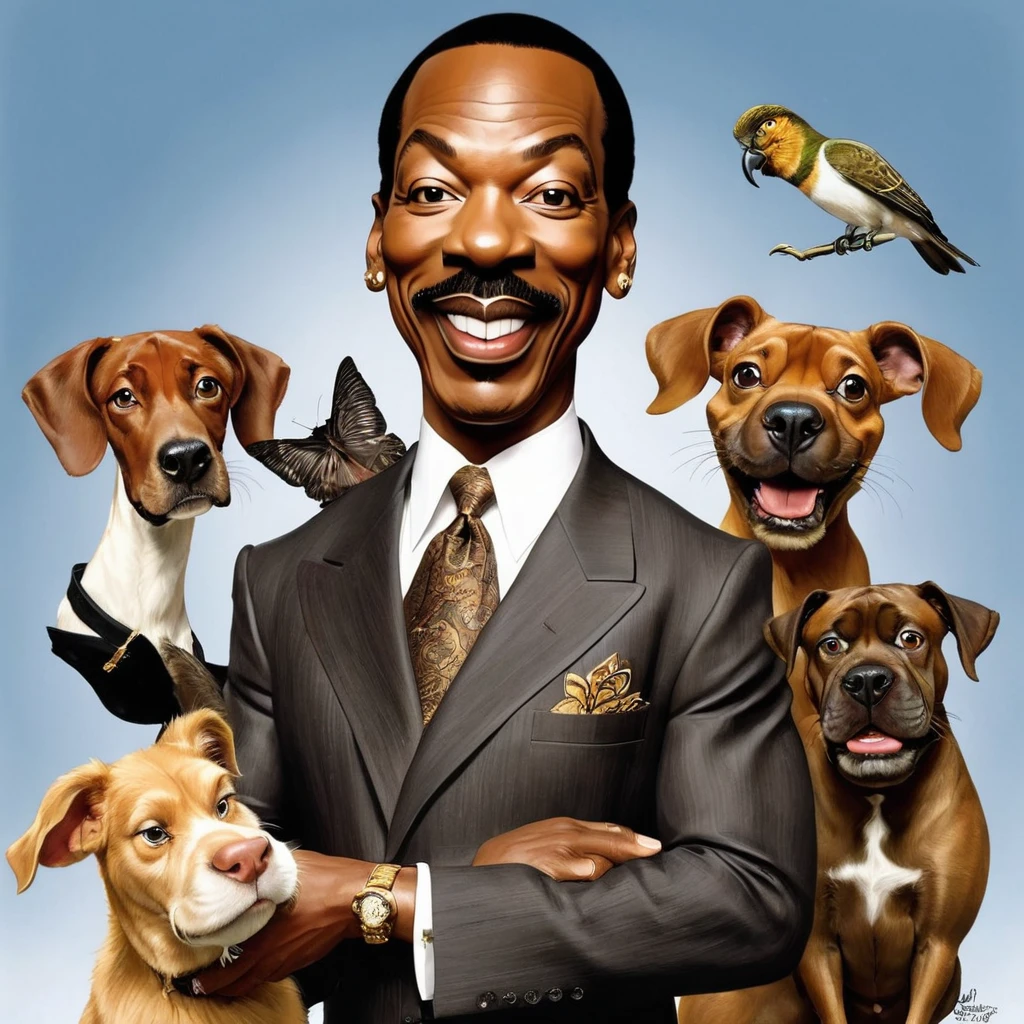Funny caricature of Dr. Dolittle ("Eddie" Murphy)