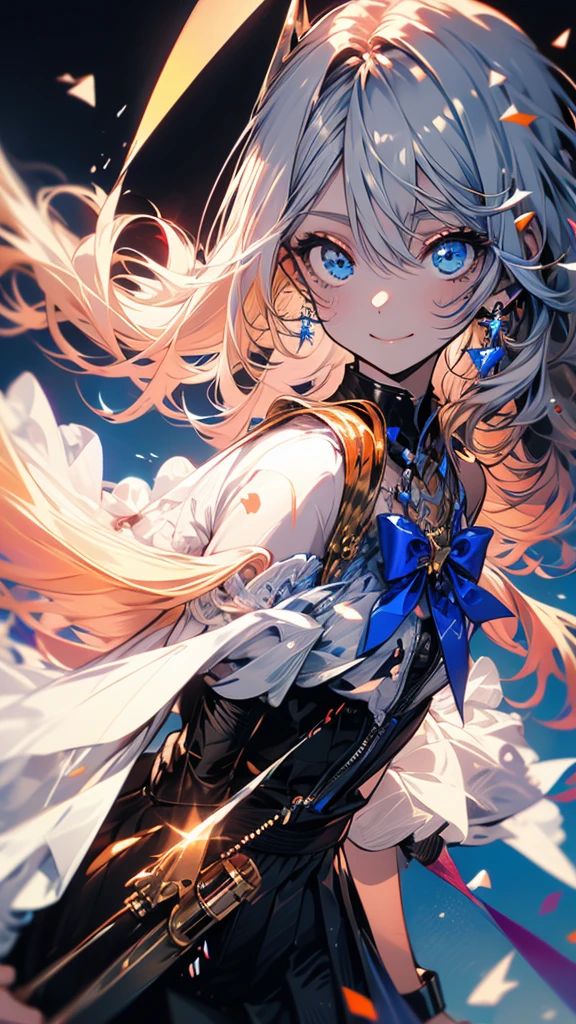 Volumetric Lighting、(masterpiece)、(best quality)、(Very detailed)、masterpiece、Source Animation、Score 9、Score 8、Score 7 LeadBREAK、one example、Messy hair、Delicate eyes、Perfect composition、Moisturize skin、Intricate detailsBREAK、The depth of light、Dramatic mood lighting、Volumetric Lighting、Repeated gods、Long hair、White hair、Blue EyesBREAK、Devil Origami、dvl skirt、dvl bow tie、dvl thorn halo、dvl handbags、dvl knee socks、aloof、dvl hair accessories、DVL vehicle body marking、Revealing clothingBREAK、night、moon、Floating in the air、Press and hold the skirt、Smile、shut your mouth、Jump、Sky background