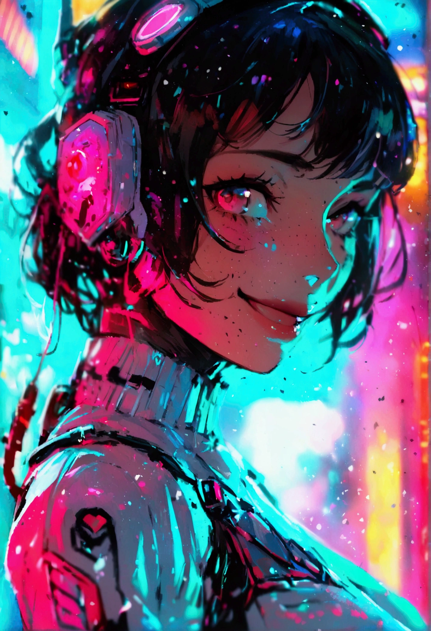 masterpiece,Highest quality,Super quality,Gives you naughty rewards,cyber punk,smile,Female Operator