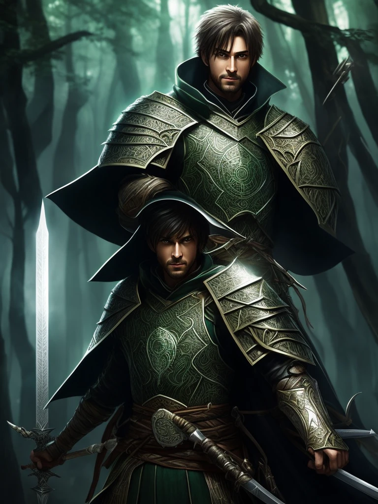 Drawing Arcane guardian berseke forest swordsmen artwork drawing quality light flourishing man games magic power holdingagreatsword