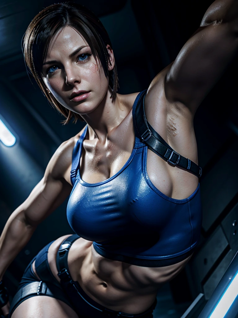 Jill Valentine from the Resident Evil video game series, too weak, Armpit Show, Showing crotch, sexly, Sweaty