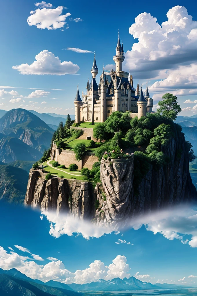 Unicorn with castle in the sky