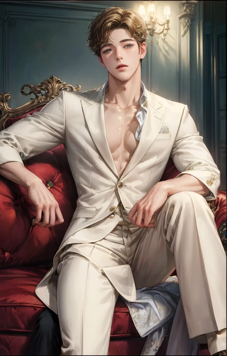 ((Best quality)), ((masterpiece)), (detailed), ((perfect face)), ((halfbody)) handsome face, male, teen boy, perfect proportions , short hair ((character from bridgerton male version)) detailed interior, cozy home