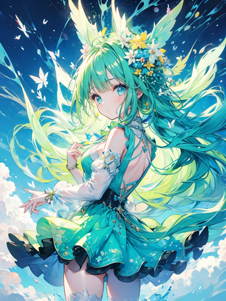 girl fairy cute sky green forest