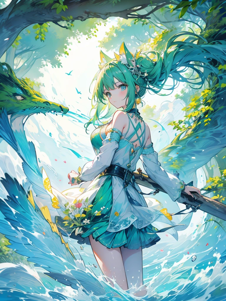 girl fairy cute sky green forest