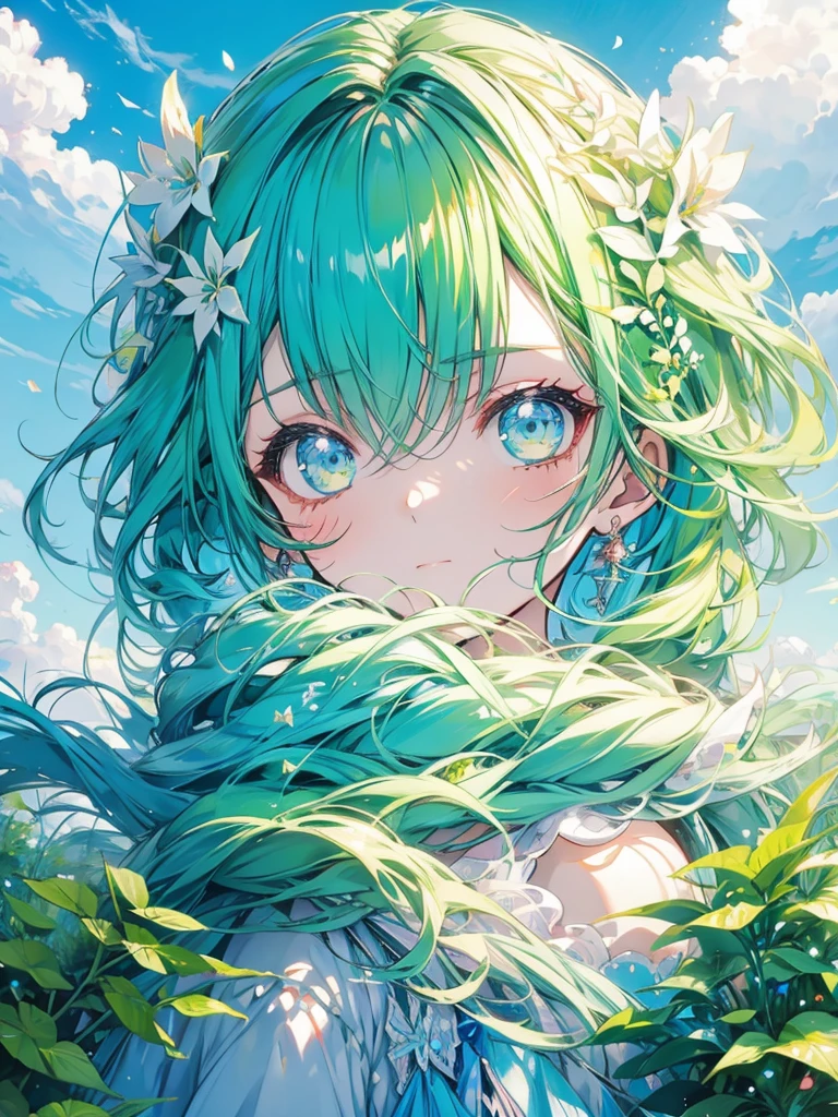 girl fairy cute sky green forest