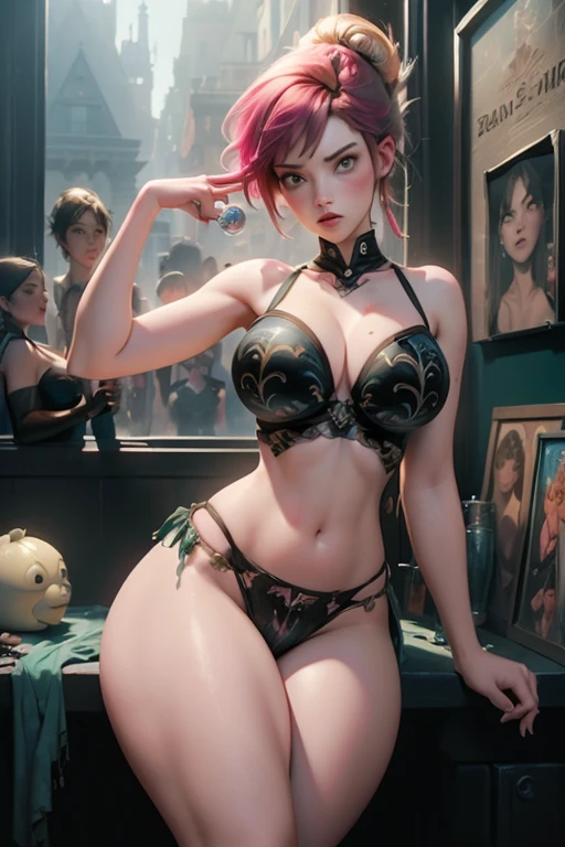 (thick thighs:1.5)(large :1.6)(sagreast)(slbody) Drunk beautiful woman samdoesarts style as Sandman rave, (amazing colored soap bubbles), por Jeremy Mann, by Sandra Chevrier, by dave mckean and richard avedon and maciej kuciara, punk rock, tank girl, high detailed, 8k