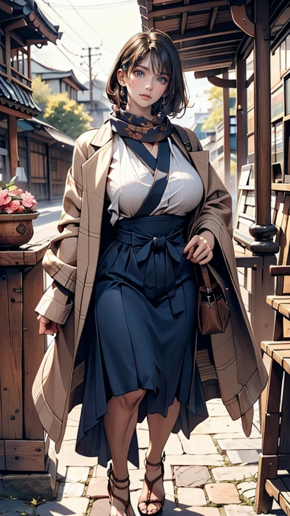 24 year old Caucasian female、sexlyなプロポーション、Sexy、udder of normal size,、Female Ninja(scarf、Jacket、Hakama、Hand guard、stumbling、tabi、Straw sandals)、sexly、adult、erotic