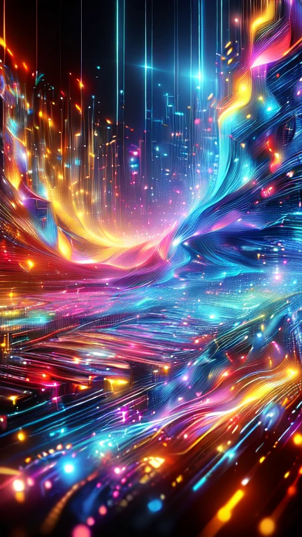 ((8k, Highest quality, masterpiece, Very detailed, Three-part method)), (((Light play, Shadow play))), ((Abstract background)), ((Provocative)), ((Glamour Photos)), ((Cinematic, Film Grain)), ((Anime Aesthetics)), ((Manga style)), ((Soft light passing through hair)), ((colorful, Crazy)), reflection, Shiny, ((One girl, Multicolored Hair, Flowing Hair, Holographic, Blown by the Wind)),