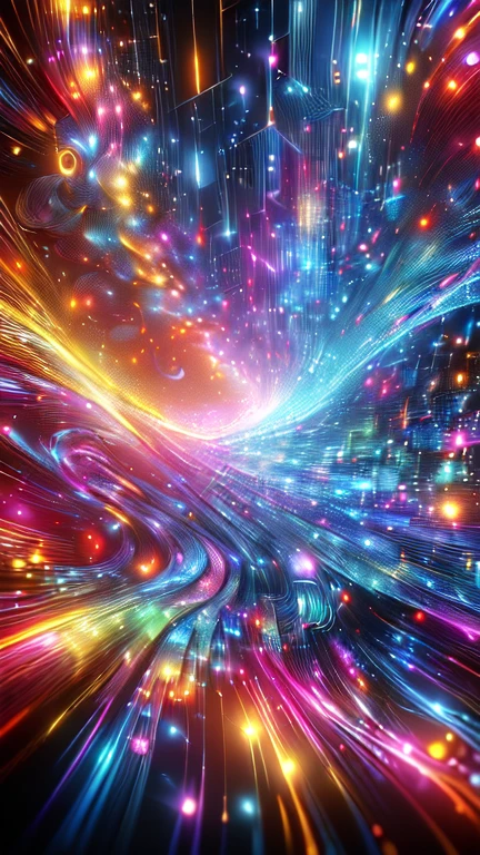 ((8k, Highest quality, masterpiece, Very detailed, Three-part method)), (((Light play, Shadow play))), ((Abstract background)), ((Provocative)), ((Glamour Photos)), ((Cinematic, Film Grain)), ((Anime Aesthetics)), ((Manga style)), ((Soft light passing through hair)), ((colorful, Crazy)), reflection, Shiny, ((One girl, Multicolored Hair, Flowing Hair, Holographic, Blown by the Wind)),