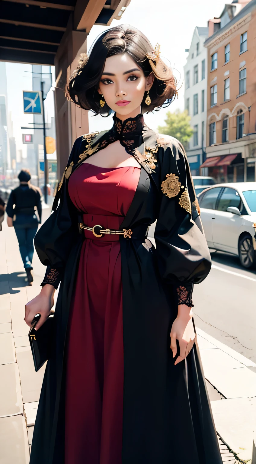 Beautiful woman in intricate Retro Vintage Outfit