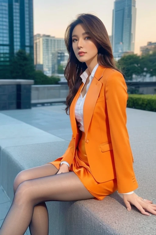 a 23 year old face of the most beautiful actress in the world, the perfect body proportions of a female, blazer is firmly worn on formal shirt which is covering whole upper body of a female, detailed genitalia of female lower body, whole genitalia of female lower body are clearly seen thanks to nothing is covering it, sitting on a sofa with spread legs, female pubic hair, in the office, nsfw, best quality, highly detailed, masterpiece, ultra high res, photo realistic, 8k