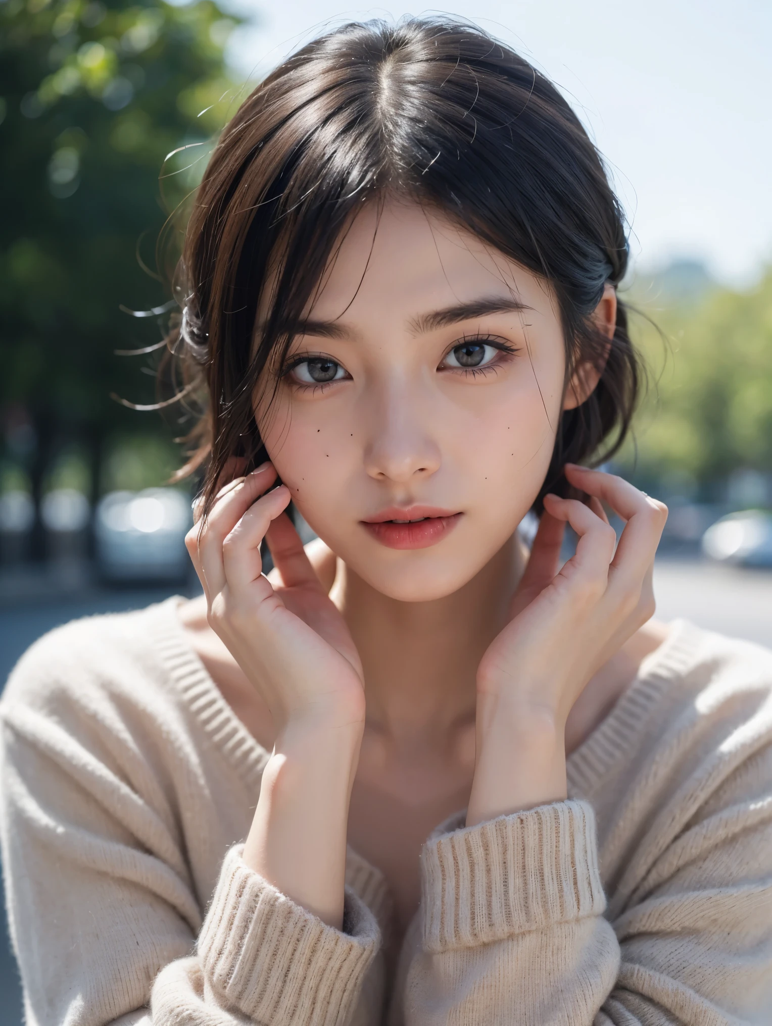 (8k, RAW Photo, Best Quality, Masterpiece:1.2), Ultra Detail, Super Resolution, (Realistic, Realistic Photo:1.37), Portrait, High Detail RAW Color Photo, Professional Photo, Extremely Detailed and Beautiful, Extremely detailed, 8k wallpaper, amazing and detailed, huge file size, official art, highly detailed CG unity 8k wallpaper, highly detailed beautiful girl, highly detailed face, highly detailed eyes, highly detailed skin, highly detailed fingers, highly detailed nose, very detailed detailed mouth , perfect anatomy, highly detailed background, highly detailed clothes, 1girl, (20:1.2), 20s, cute girl, realistic body, petite, fair skin, glowing skin , slim body, handsome body, black hair , short hair, (blunt bangs:1.2), smile, cute, youthful, cute face, realistic face, delicate eyes, drooping eyes, lingerie, see-through, earrings, looking at viewer, cowboy shot, facing front, standing posture, Contraposto, dynamic lighting, very large breasts, cowboy shot