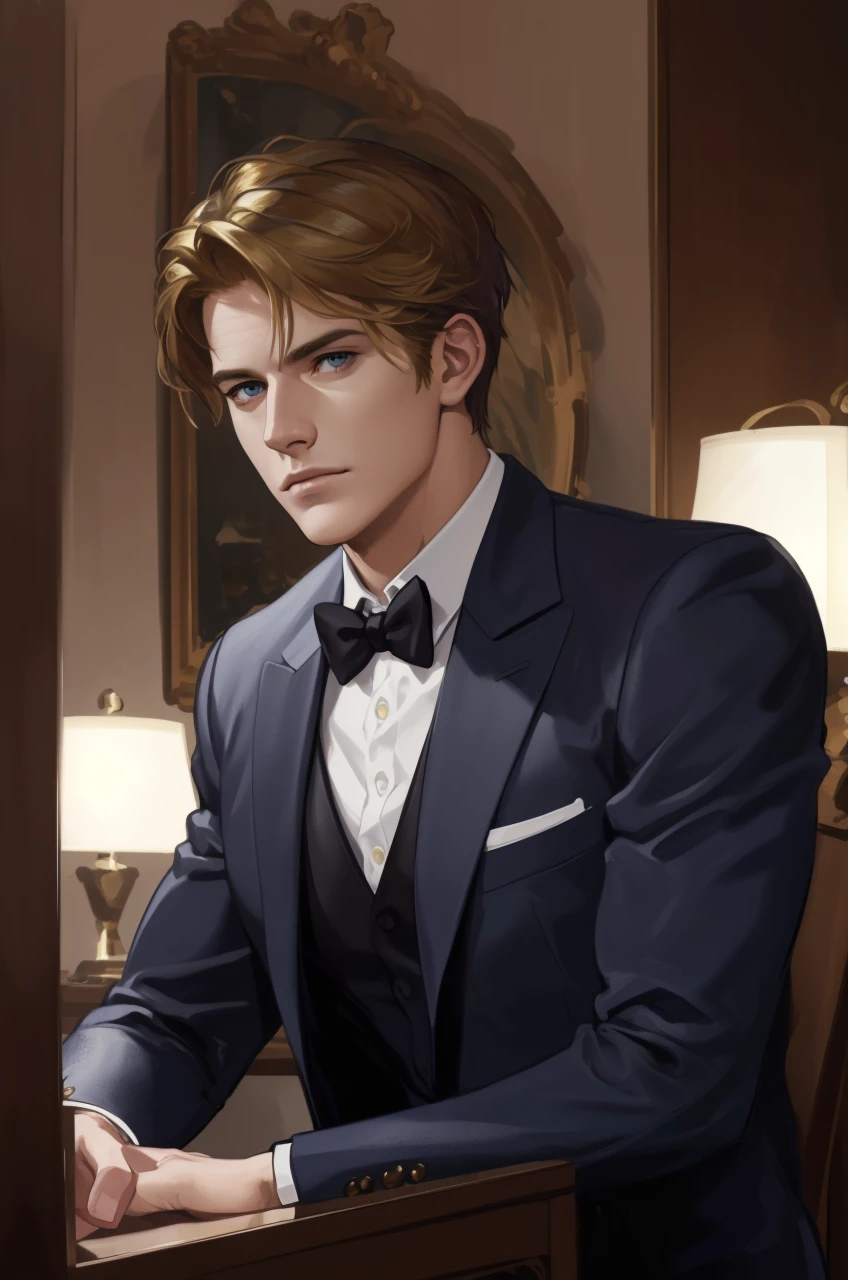 The prompt for the first theme: 

"(best quality, realistic, ultra-detailed, highres, masterpiece:1.2), portrait, extremely detailed face, masculine focus, mature, tall, muscular, elegant, [thick eyebrows], blonde hair, (short hair), pound."