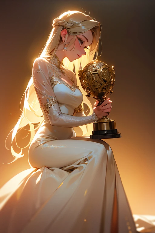 (shiny white skin:1.4),(a girl with bigbreast:1.6),(cute face:1.5) , (mystic gold statue:1.5) ,,(white blouse:1.4),(school uniform:1.5) extremely detailed CG unity 8k wallpaper