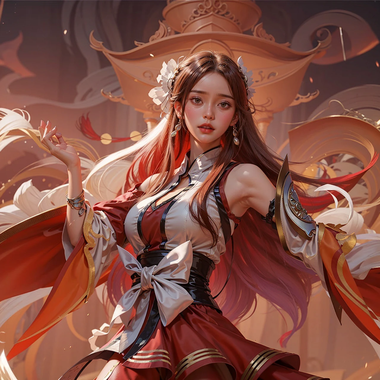 a close up of a 4 girls  , white and black hair , big booobs ,  shadowbringers cinematic, 4 k detail fantasy, a beautiful fantasy empress, game cg, xianxia fantasy, xianxia hero, 2. 5 d cgi anime fantasy artwork, cinematic goddess close shot, ruan jia and artgerm, wow 4 k detail fantasy, hyperdetailed fantasy character