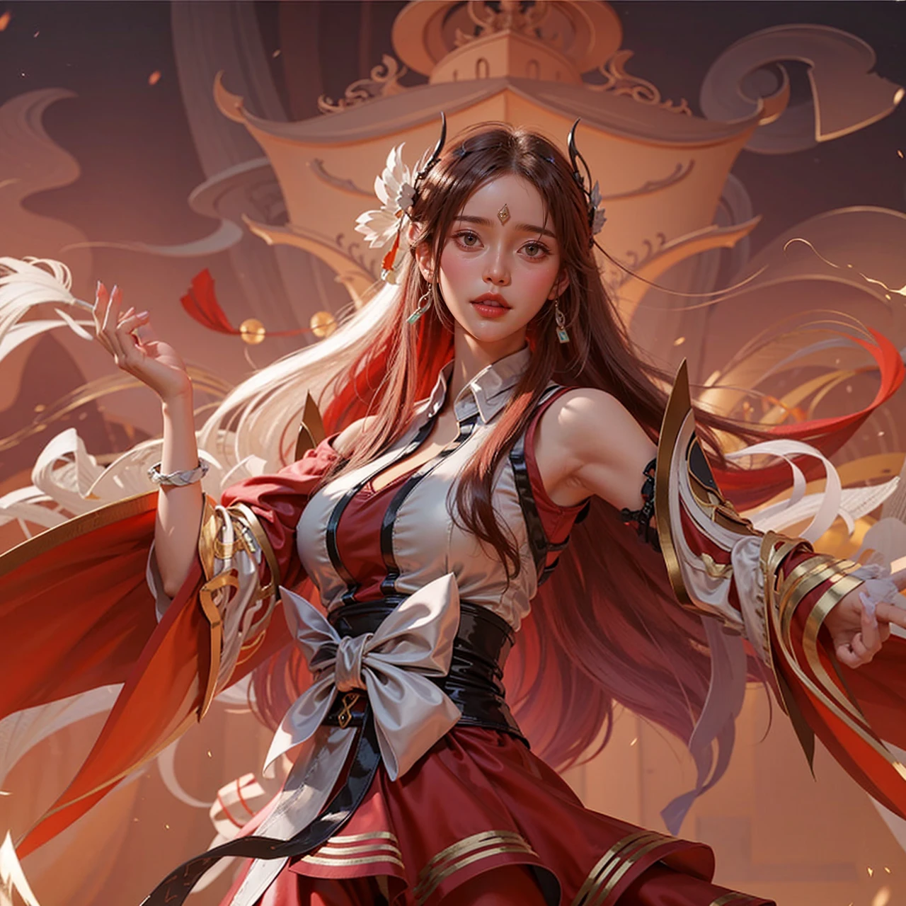 a close up of a 4 girls , white and black hair , big booobs , shadowbringers cinematic, 4 k detail fantasy, a beautiful fantasy empress, game cg, xianxia fantasy, xianxia hero, 2. 5 d cgi anime fantasy artwork, cinematic goddess close shot, ruan jia and artgerm, wow 4 k detail fantasy, hyperdetailed fantasy character