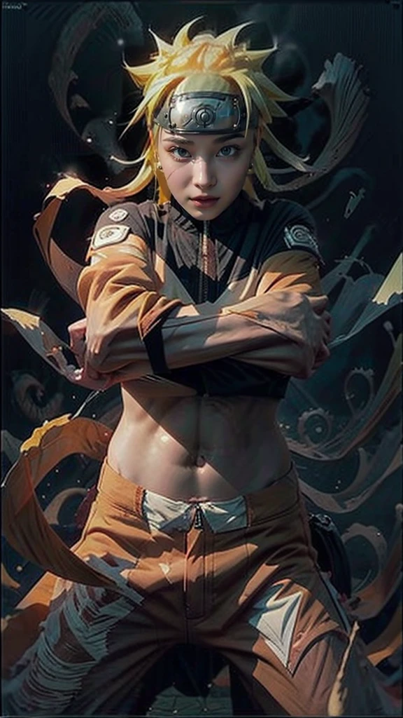 Moisturized skin, (red eyes), realistic body, (adult female body), energetic, (************), (girl),
BREAK,
bright red lipstick, (beautiful navel), blonde hair, (Naruto Uzumaki's clothes: 1.3),
BREAK,
((masterpiece + highest quality + high resolution + highly detailed)), (full body: 1.2), symmetrical, one shot,
BREAK,
(leaves fluttering), (wind blowing), (battle stance: 1.4),
BREAK,
(large Japanese sword), ninja clothes, inside a mansion, assassination, cuts, kunai, fantastical, dynamic,