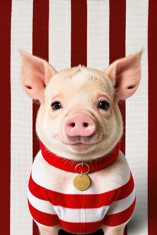 Little pig with a flag of Peru (2 red stripes and a white stripe in the middle)