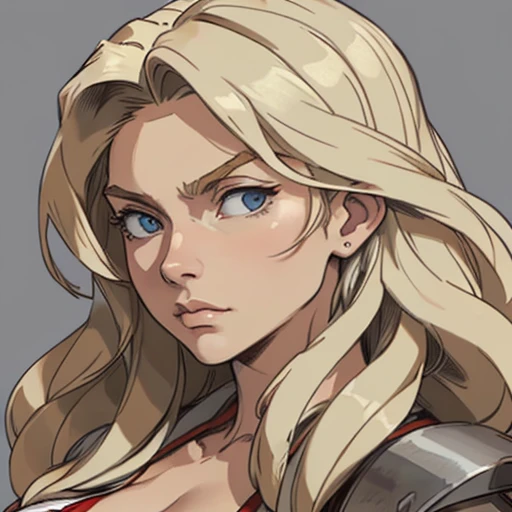 (masterpiece), (best quality),(portrait),(bust up),1girl,solo,(sharp focus),(look at viewer),perfect eyes,muscler,blond hair,long hair,huge breasts,ancient luxurious long clothes,(simple background),old school fantasy art,muscle,amazon, dragons crown,armor,forehead band