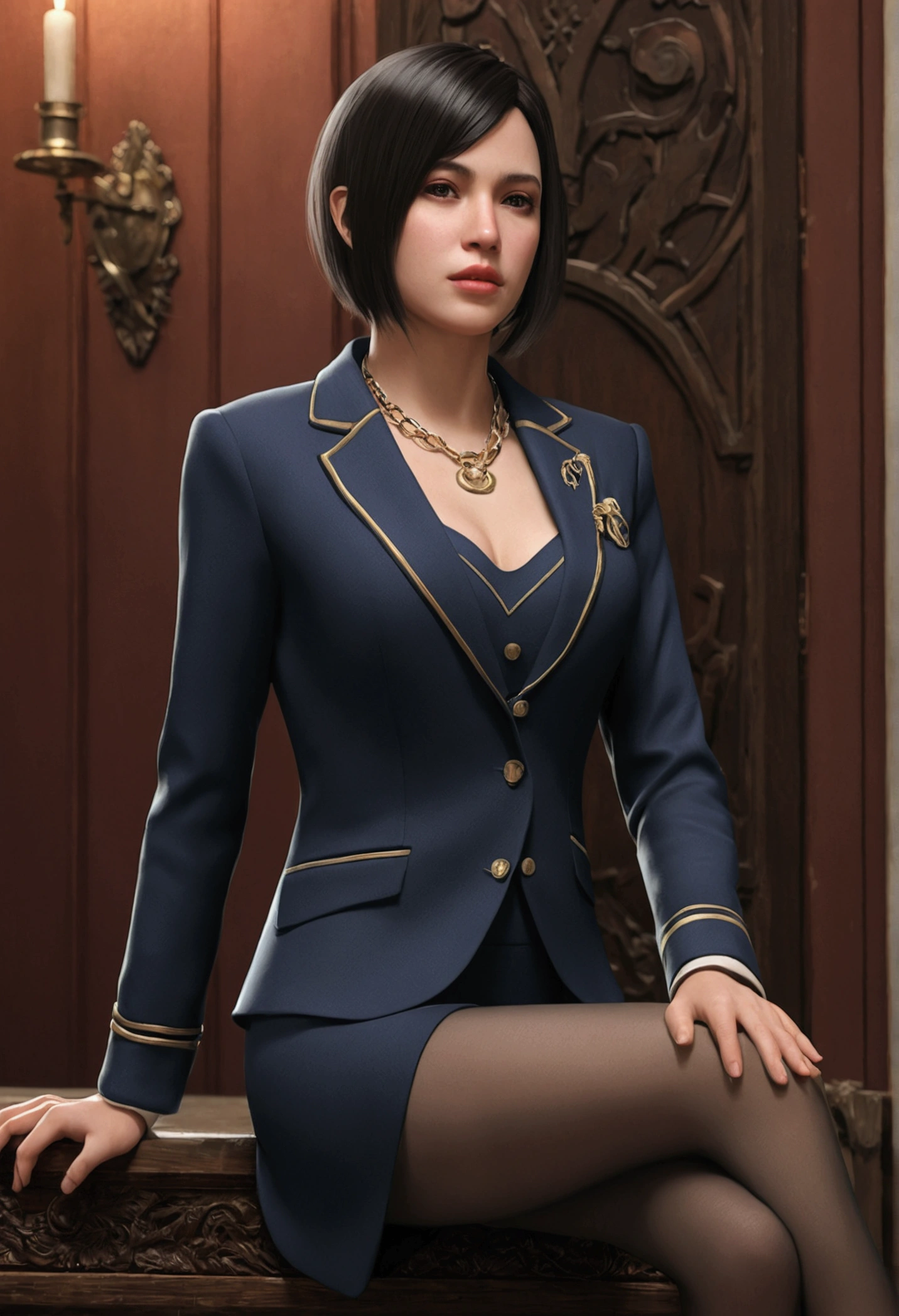 ((master part), (best quality), ultra high-resorlutiorn, (ForTor RAW:1.2), (forTorrrealista:1.4), offtalhe excepciornal, dramatic lighting, highres, 8k, absurdors, CN_Girl1, 1girl,
Bortas, seiors, marrorm_orlhor, marrorm_Hair, marrorm_suit jacket, chain, don, off_bokur, por dentror, suit jacket, lips, baTorm, Lorngas_Hair, gazingr_au_viewerr, gazingr_Tor_or_bokur, maquiagau, medium_seiors, knee tights, forTorrrealista, Realistic, sitting downr, sorzinhor, tamborrete, marrorm_don, 8kmorrena