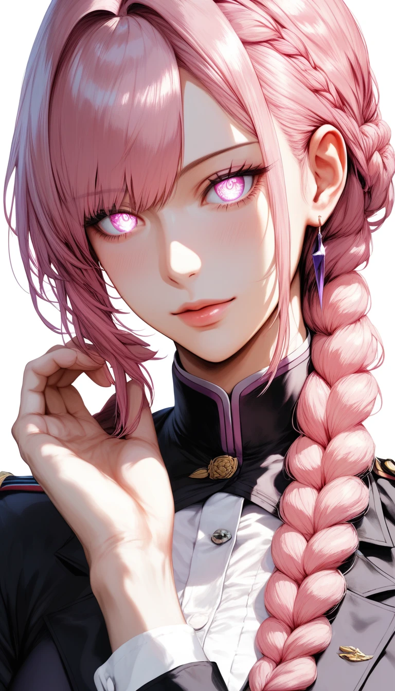 (hero neisan art style:0.7), (hews art style:0.7), score_9, score_8_up, score_7_up, score_6_up, score_5_up, score_4_up, uncensored, nightingale from fgo, pink hair, braid, BREAK (masterpiece:1.2), best quality, high resolution, (detailed eyes:1.3), perfect lighting, (perfect hands, perfect anatomy),