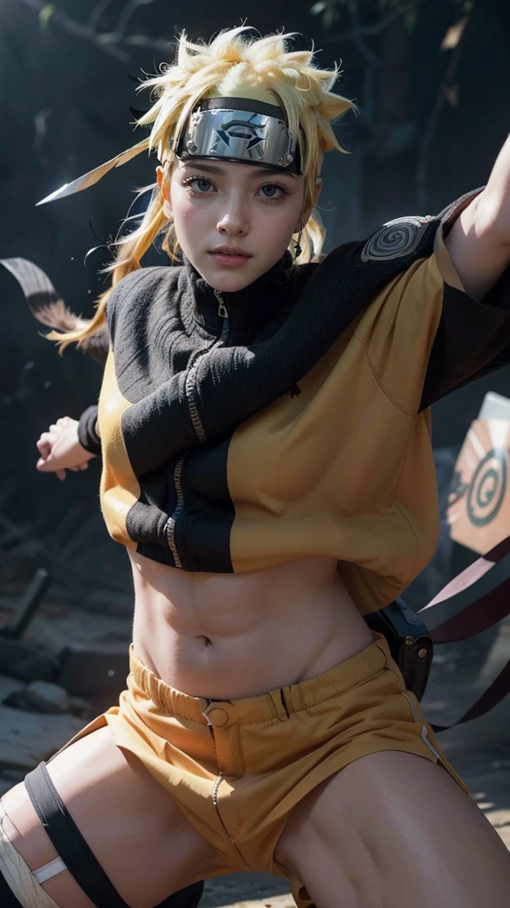 Moisturized skin, (red eyes), realistic body, (adult female body), energetic, (************), (girl),
BREAK,
Bright red lipstick, (beautiful navel), blonde hair, (detailed hair), (Naruto Uzumaki's clothes: 1.3),
BREAK,
((masterpiece + highest quality + high resolution + highly detailed)), (full body: 1.2), symmetrical, one shot,
BREAK,
(leaves fluttering), (wind blowing), (battle stance: 1.4),
BREAK,
(large Japanese sword), ninja clothes, inside the mansion, assassination, cut wounds, kunai, fantastic, dynamic, wearing ancient samurai armor and helmet, ready to face any opponent with the wisdom and courage of his predecessors,