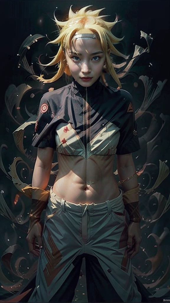 Moisturized skin, (red eyes), realistic body, (adult female body), energetic, (16 years old), (girl),
BREAK,
bright red lipstick, (beautiful navel), blonde hair, (detailed hair), (Naruto Uzumaki's clothes: 1.3),
BREAK,
((masterpiece + highest quality + high resolution + highly detailed)), (full body: 1.2), symmetrical, one shot,
BREAK,
(leaves fluttering), (wind blowing), (battle stance: 1.4),
BREAK,
(large Japanese sword), ninja clothes, inside a mansion, assassination, cut wound, kunai, fantastical, dynamic, Naruto Uzumaki's forehead protector,