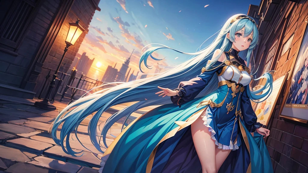 anime girl with long hair and a blue dress , anime moe artstyle, painted in anime painter studio, high quality anime artstyle, flat anime style shading, anime artstyle, smooth anime cg art, clean detailed anime art, detailed digital anime art, made with anime painter studio, kantai collection style, digital anime illustration, anime art style, kawacy
