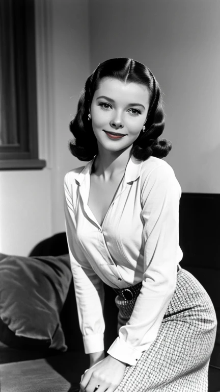 Vivien Leigh dressed in casual clothes and smiling